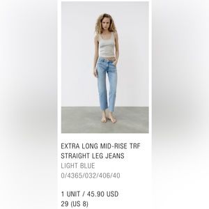 Zara TRF straight leg jeans extra long